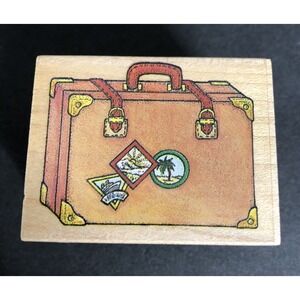 All Night Media Rubber Stamp Suitcase 308E Wood Mounted Travel Trip